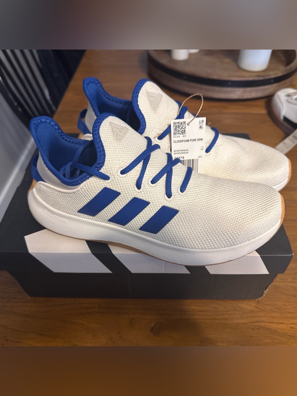 Adidas Cloudfoam Pure Running Shoes - White & Blue